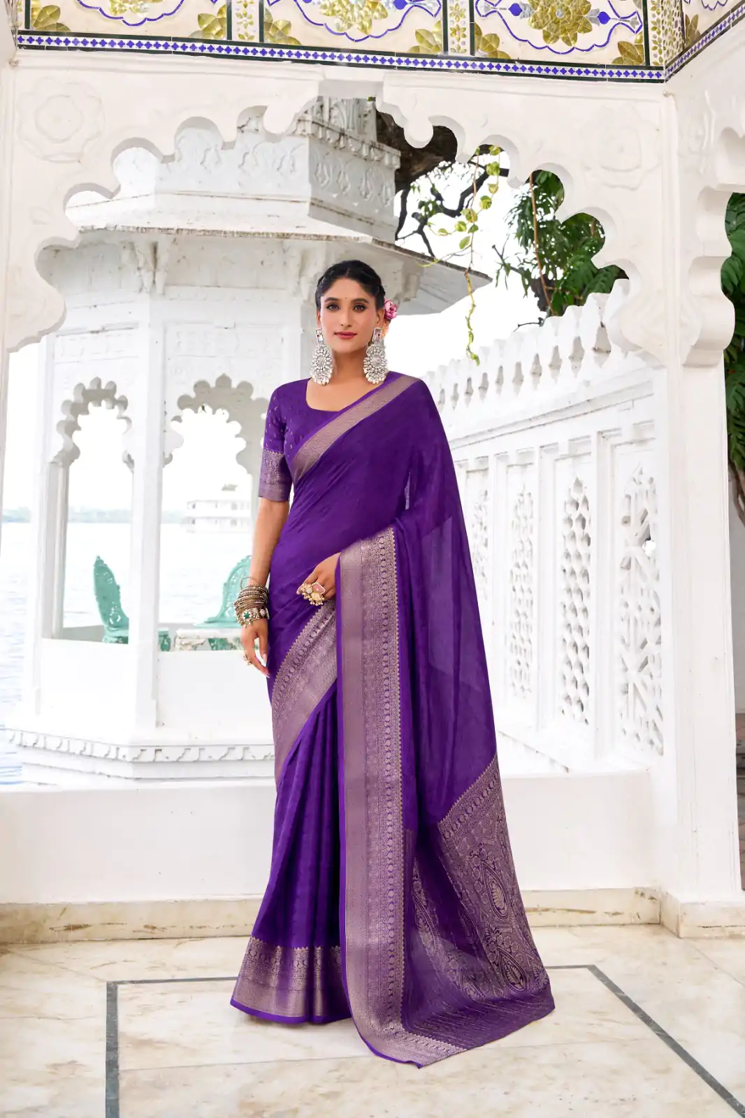 YNF 7902 Purple Color Chinon Printed With Zari Weaving Work Saree With Zari Work. Best Price ₹1549. Delivery 4-6 Working Days. Shop now. | Designer Sarees, Embroidered Sarees, Sarees, Bollywood Sarees, Creative Sarees, Ethnic Saree, Modern Digital sarees, Party Wear Sarees