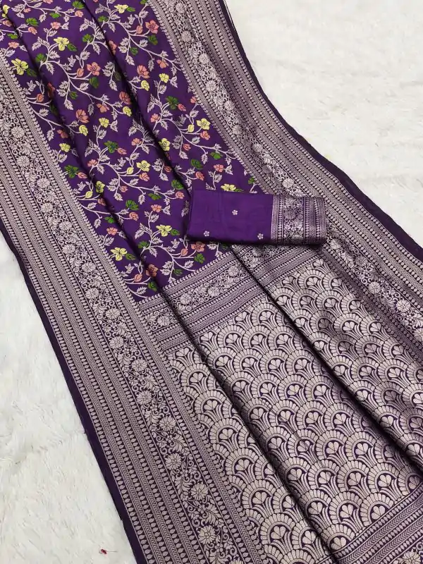 Purple Khaddi Pashmina Zari Work Saree