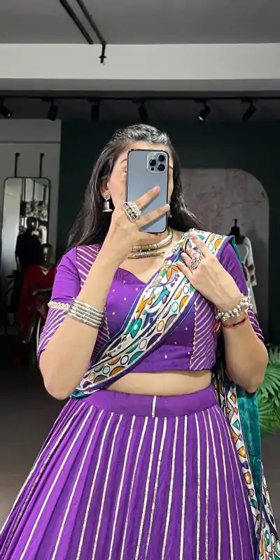 LNB 1658 Purple Pure Chanderi with Zari Work & Gotta Patti Work Lehenga Choli . Introductory Price ₹3199. Delivery 4-6 Working Days. Shop now. | Lehenga, Bollywood Lehenga, Creative Lehenga, Designer Lehenga, Embroidered Lehenga, Party Wear Lehenga