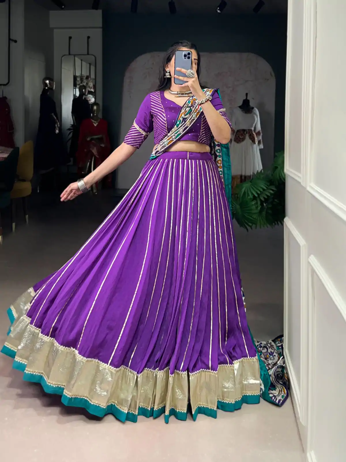 LNB 1658 Purple Pure Chanderi with Zari Work & Gotta Patti Work Lehenga Choli . Introductory Price ₹3199. Delivery 4-6 Working Days. Shop now. | Lehenga, Bollywood Lehenga, Creative Lehenga, Designer Lehenga, Embroidered Lehenga, Party Wear Lehenga