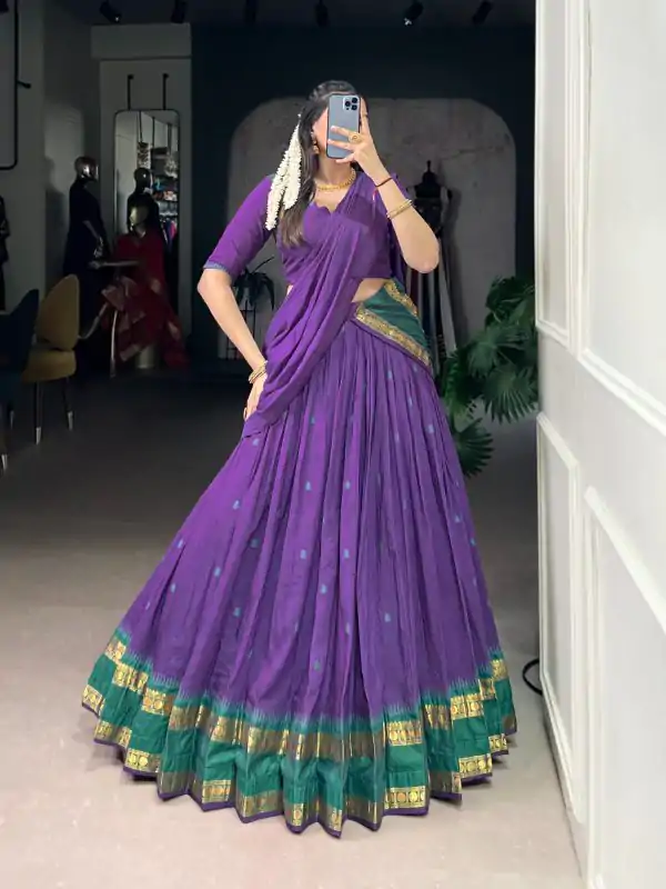 Purple Pure Chanderi Zari Work Lehenga Choli