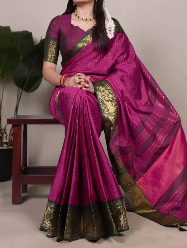 YNF 7405 Rani Pink Poly Cotton With Zari Work Saree . Wedding, Party, Festive, Events Now at just ₹1449. Delivery 4-6 Working Days. Shop now. | Designer Sarees, Embroidered Sarees, Sarees, Bollywood Sarees, Creative Sarees, Ethnic Saree, Modern Digital sarees, Party Wear Sarees