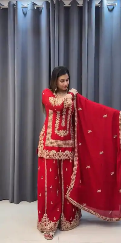 KD 1533 Red Blooming Georgette Salwar Suit Perfect for Wedding, Party, Ethnic Day, Housewarming, Pongal . Available at ₹2149 only. Delivery 4-6 Workin | Salwar suit, Casual Suits, Creative suits, Designer Suits, Palazzo Suits, Party Wear Suits, Patiala Suits, Straight Suits