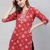 Red Cotton Printed Kurti