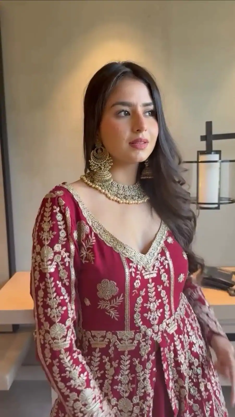 Red Faux Georgette Digital Print Lehenga Choli - Image 3