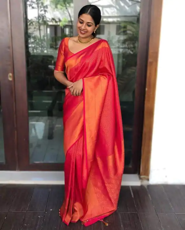 KP 4040 Red Soft Lichi Silk Saree Perfect for Wedding, Party, Ethnic Day, Raksha Bandhan, Temple Visit – . Exclusive Offer ₹1299. Delivery 4-6 Working D | Designer Sarees, Embroidered Sarees, Sarees, Bollywood Sarees, Creative Sarees, Ethnic Saree, Modern Digital sarees, Party Wear Sarees
