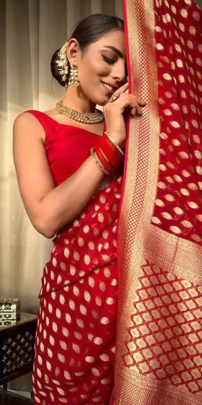 KP 5083 Red Soft Lichi Silk Perfect for Wedding, Party, Family Gatherings, Sangeet, Diwali Cloth. Saree. Get it for ₹1399. Delivery 4-6 Working Days. | Designer Sarees, Embroidered Sarees, Sarees, Bollywood Sarees, Creative Sarees, Ethnic Saree, Modern Digital sarees, Party Wear Sarees