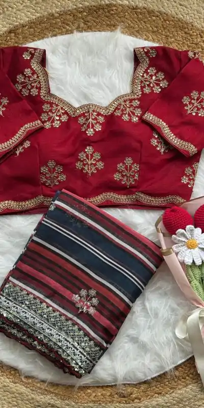 AC MIRA Red in Color Soft Organza Embroidery Work & Lace Work Saree . Get it for ₹2449. Delivery 4-6 Working Days. Shop now. | Designer Sarees, Embroidered Sarees, Sarees, Bollywood Sarees, Creative Sarees, Ethnic Saree, Modern Digital sarees, Party Wear Sarees