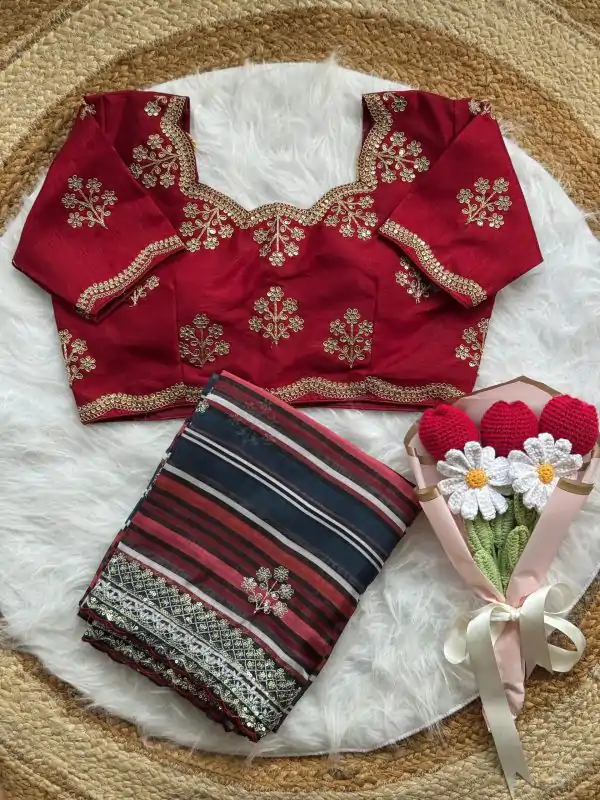 AC MIRA Red in Color Soft Organza Embroidery Work & Lace Work Saree . Get it for ₹2449. Delivery 4-6 Working Days. Shop now. | Designer Sarees, Embroidered Sarees, Sarees, Bollywood Sarees, Creative Sarees, Ethnic Saree, Modern Digital sarees, Party Wear Sarees