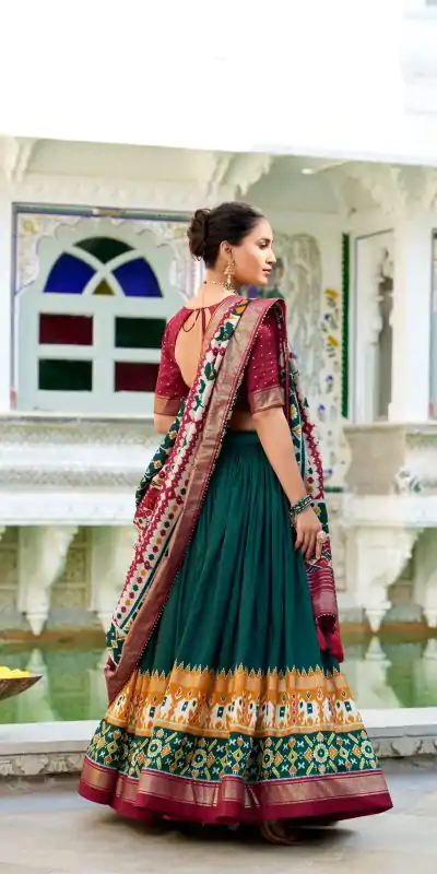 LNB 1219 Red Tasar Silk With Gotta Patti Work & Kalamkari Print Lehenga Choli . Best Price ₹2449. Delivery 4-6 Working Days. Shop now. | Lehenga, Bollywood Lehenga, Creative Lehenga, Designer Lehenga, Embroidered Lehenga, Party Wear Lehenga