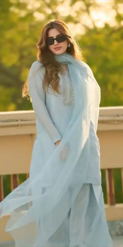 Sky Blue Faux Georgette Embroidery Work Salwar Suit