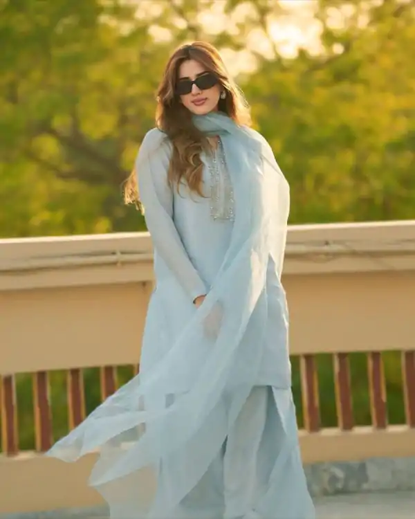 Sky Blue Faux Georgette Embroidery Work Salwar Suit