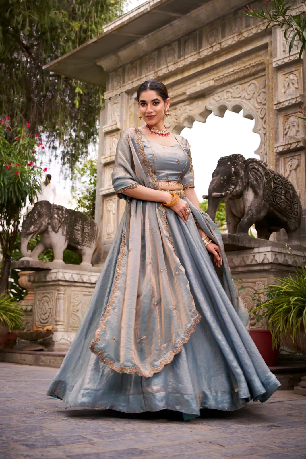 Sky Blue Fendi Sequins Work Lehenga Choli