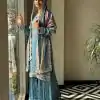 Sky Blue Georgette Sequins Work Embroidery Slawar Suit