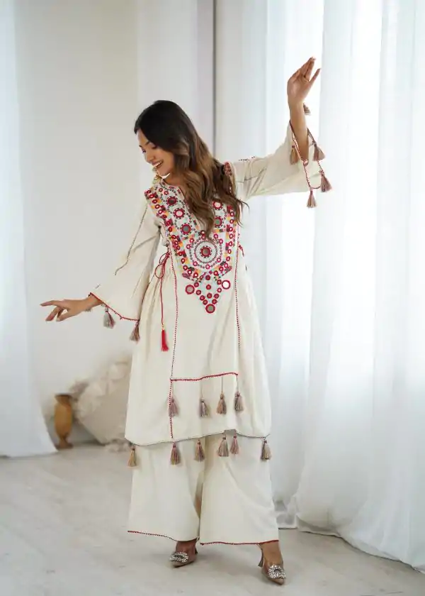 SRK 5286 White in Khadi Cotton Mirror Work & Embroidery Work Salwar Suit . Now at just ₹2099. Delivery 4-6 Working Days. Shop now. | Casual Suits, Jump Suits, Salwar suit, Creative suits, Designer Suits, Palazzo Suits, Party Wear Suits, Patiala Suits, Straight Suits