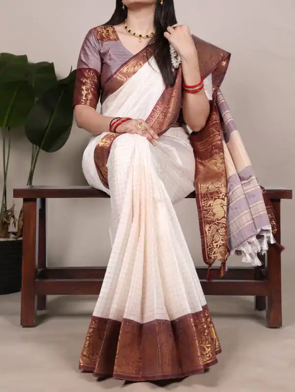 YNF 7405 White Poly Cotton With Zari Work Saree . Wedding, Party, Festive, Events Now at just ₹1449. Delivery 4-6 Working Days. Shop now. | Designer Sarees, Embroidered Sarees, Sarees, Bollywood Sarees, Creative Sarees, Ethnic Saree, Modern Digital sarees, Party Wear Sarees