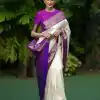 White Soft Lichi Silk Cloth Lace Border Work Saree