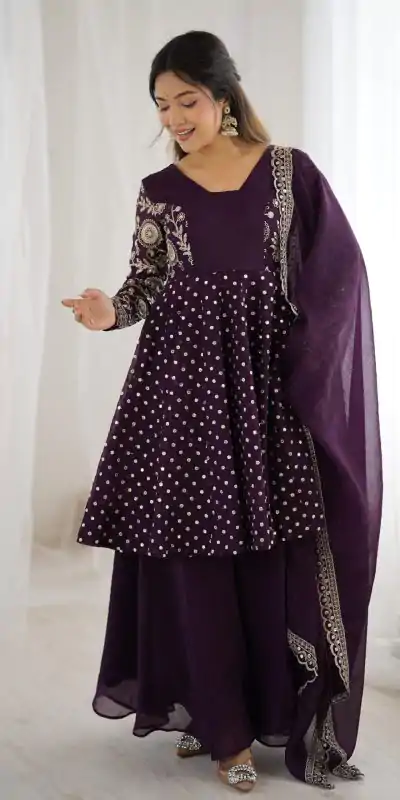 ZSR 3134 Wine Crunchy Silk Salwar Suit Perfect for Wedding, Party, Sangeet, Anniversary, Housewarming Introductory Price ₹2399. Delivery 4-6 | Casual Suits, Jump Suits, Salwar suit, Creative suits, Designer Suits, Palazzo Suits, Party Wear Suits, Patiala Suits, Straight Suits