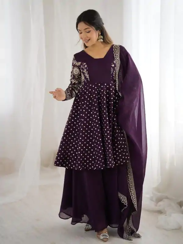 ZSR 3134 Wine Crunchy Silk Salwar Suit Perfect for Wedding, Party, Sangeet, Anniversary, Housewarming Introductory Price ₹2399. Delivery 4-6 | Casual Suits, Jump Suits, Salwar suit, Creative suits, Designer Suits, Palazzo Suits, Party Wear Suits, Patiala Suits, Straight Suits