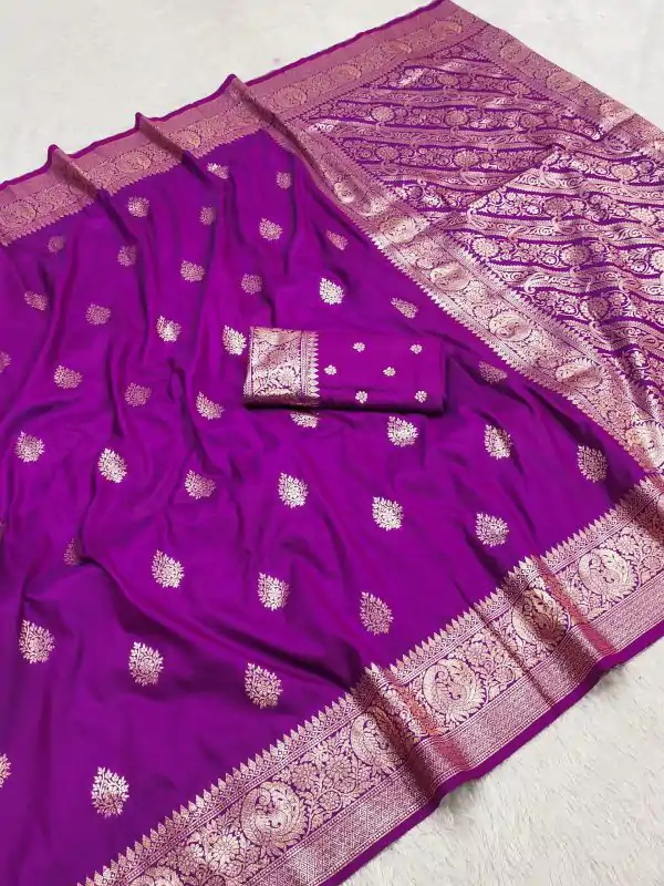 Wine Soft Banarasi Cotton Silk Zari Work Saree