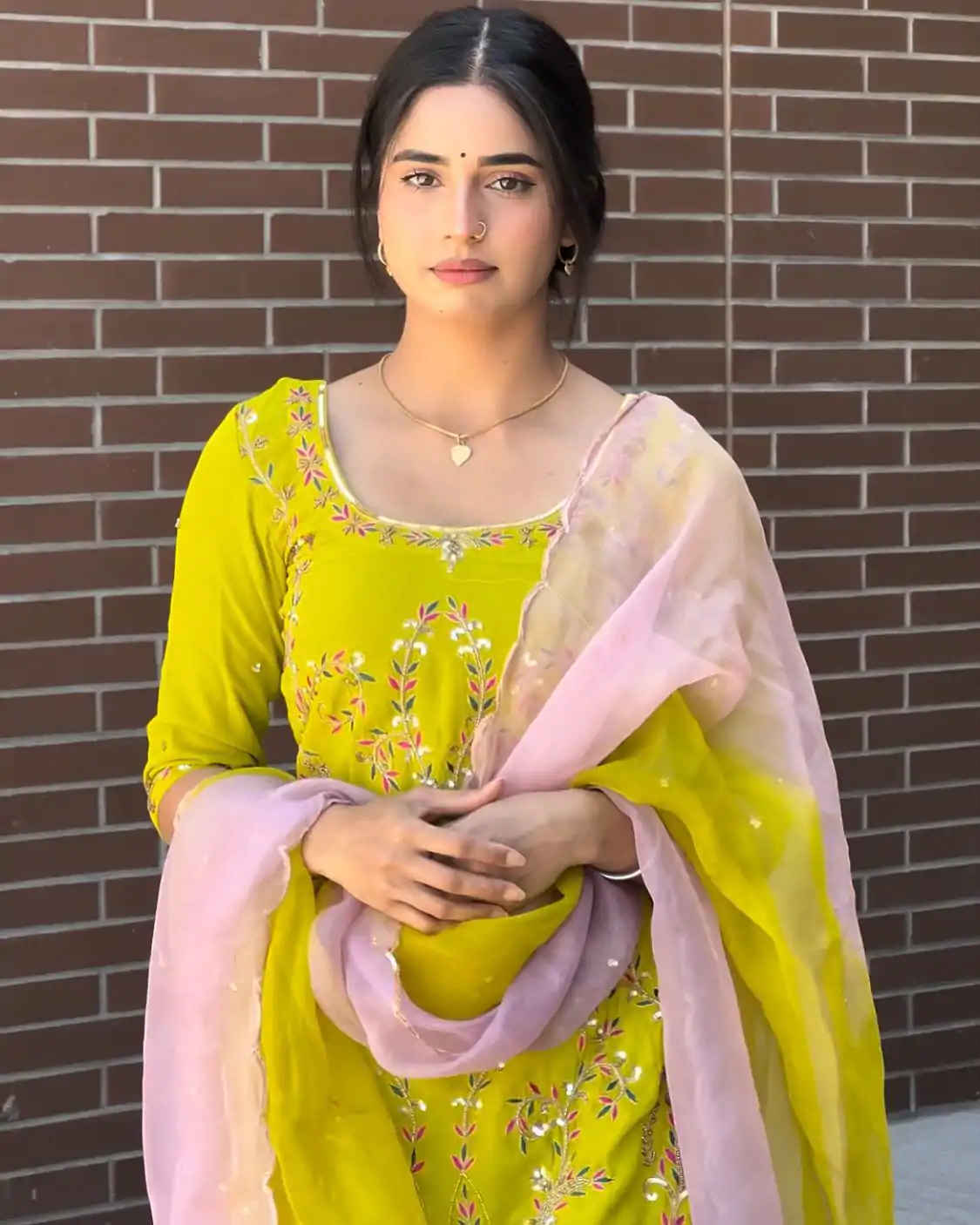 Yellow Georgette With Embroidery Work Salwar Suit - Image 5