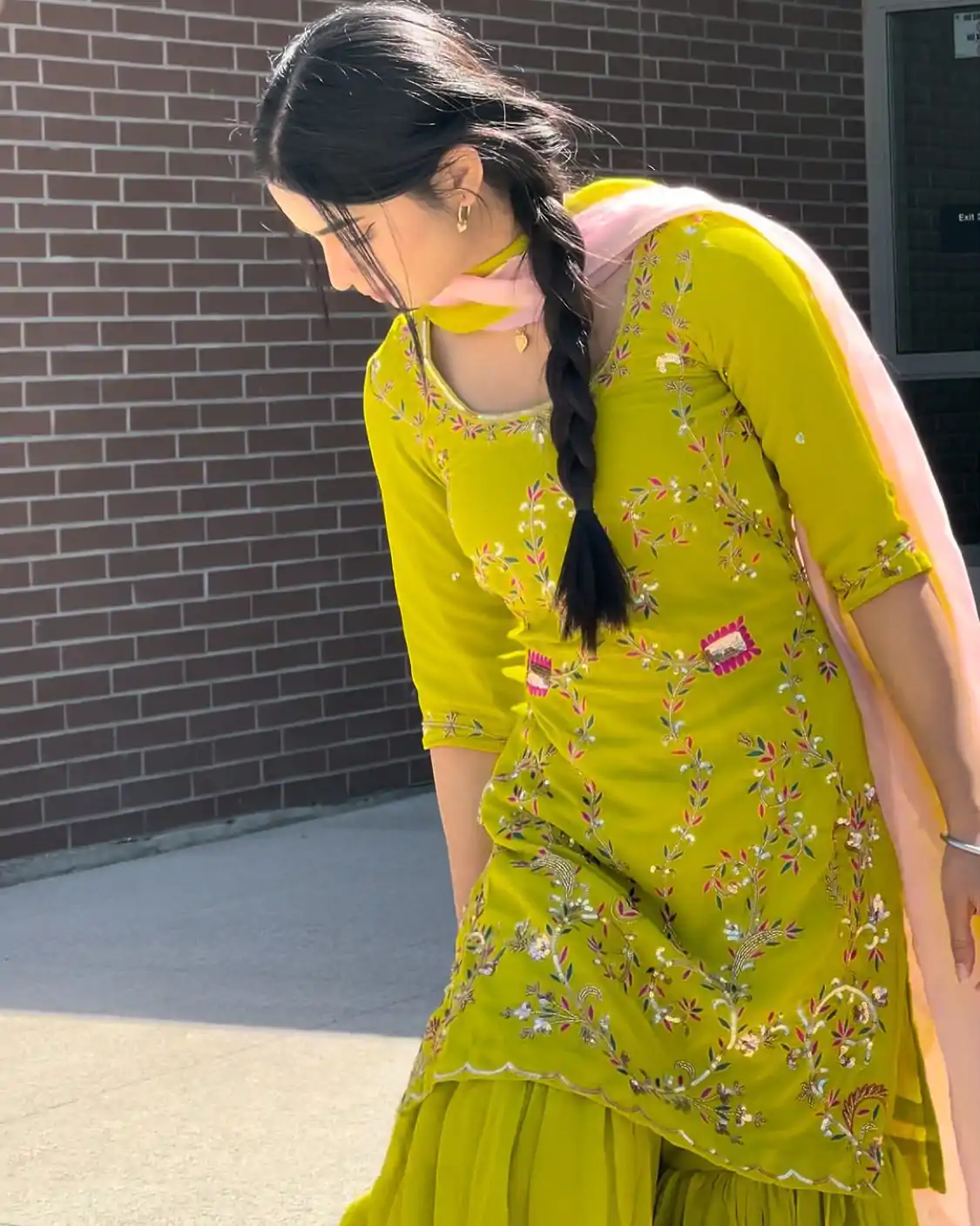 Yellow Georgette With Embroidery Work Salwar Suit - Image 3