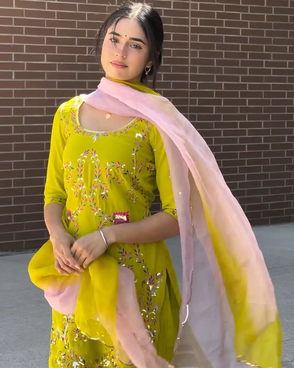 Yellow Georgette With Embroidery Work Salwar Suit - Image 2