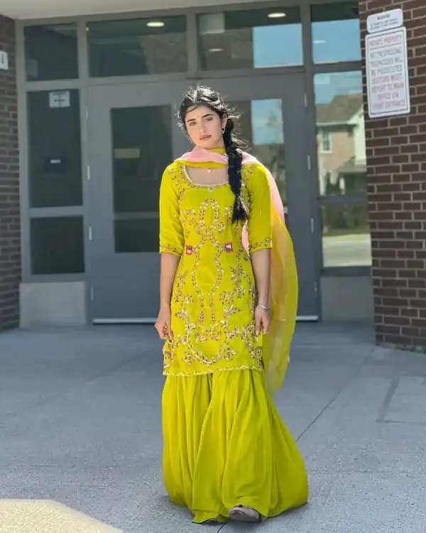 Yellow Georgette With Embroidery Work Salwar Suit