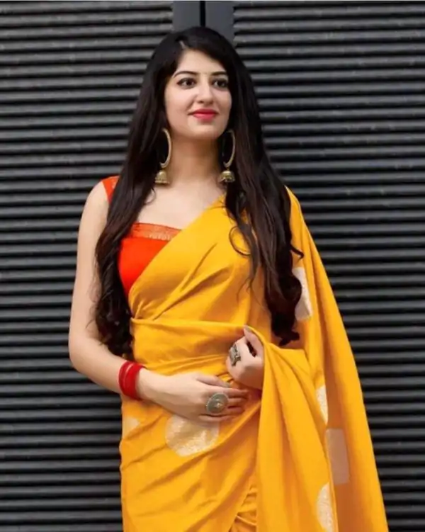 Yellow Lichi Silk With Jacquard Border Saree