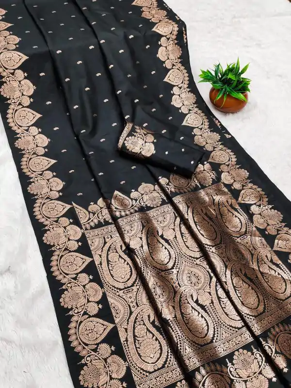 Black Banarasi Silk Zari Work Saree