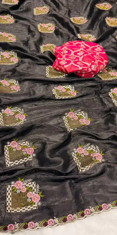 SC 239 Pink Georgette With Lace Work & Lace Border Saree . Wedding, Party, Festive, Events, Exclusive Offer ₹1599. Delivery 4-6 Working Days. Shop now. | Designer Sarees, Embroidered Sarees, Sarees, Bollywood Sarees, Creative Sarees, Ethnic Saree, Modern Digital sarees, Party Wear Sarees