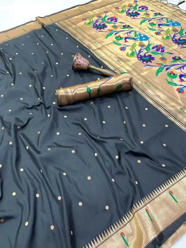 Black Pure Banarasi Silk Zari Work Saree