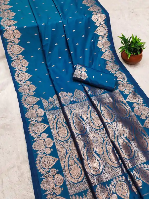 Blue Banarasi Silk Zari Work Saree
