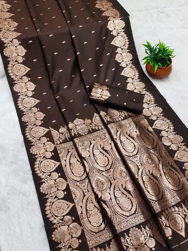 Brown Banarasi Silk Zari Work Saree