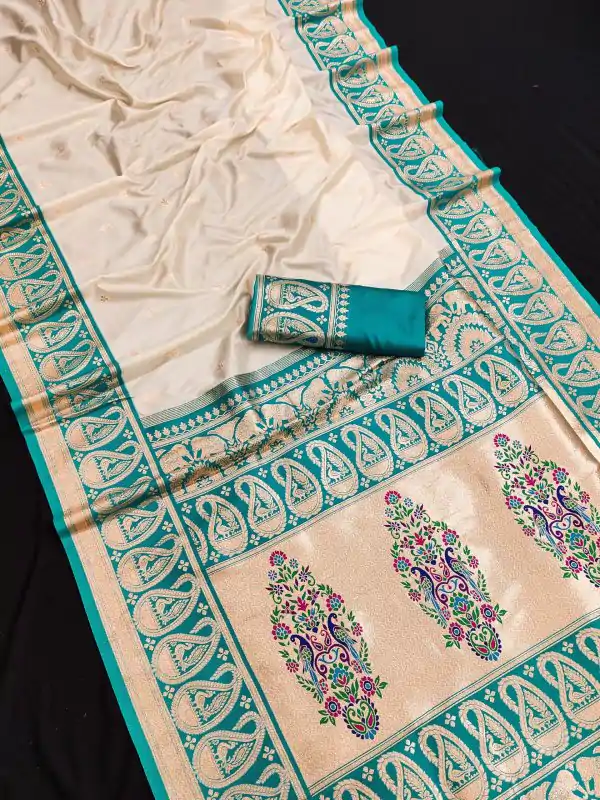 MB 1213 Firozi Color Banarasi Saree with Zari Work & Lace Work. Wedding, Party, Festive, Events, Festive Deal ₹2099. Delivery 4-6 Working Days. Shop now. | Designer Sarees, Embroidered Sarees, Sarees, Bollywood Sarees, Creative Sarees, Ethnic Saree, Modern Digital sarees, Party Wear Sarees
