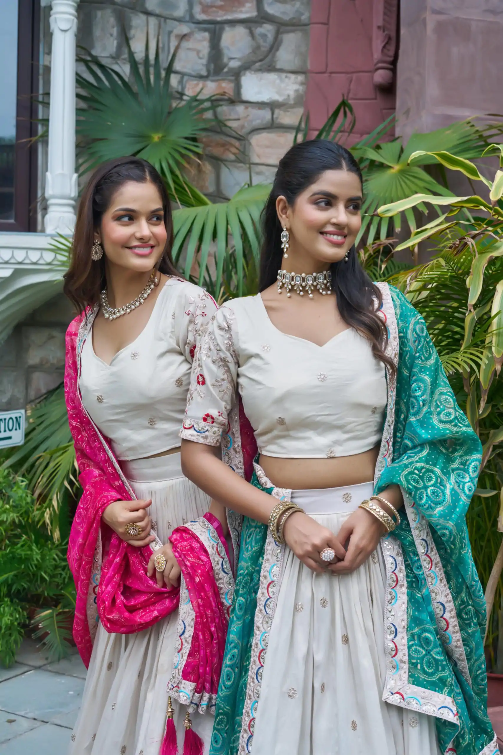 Firozi Tissue Silk Embroidery Work Lehenga Choli - Image 5