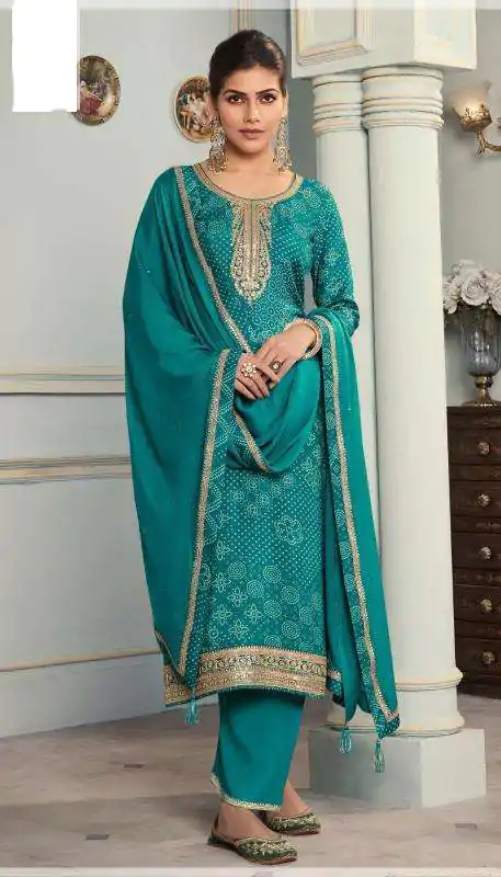 Firozi Viscose Silk Digital Print Salwar Suit