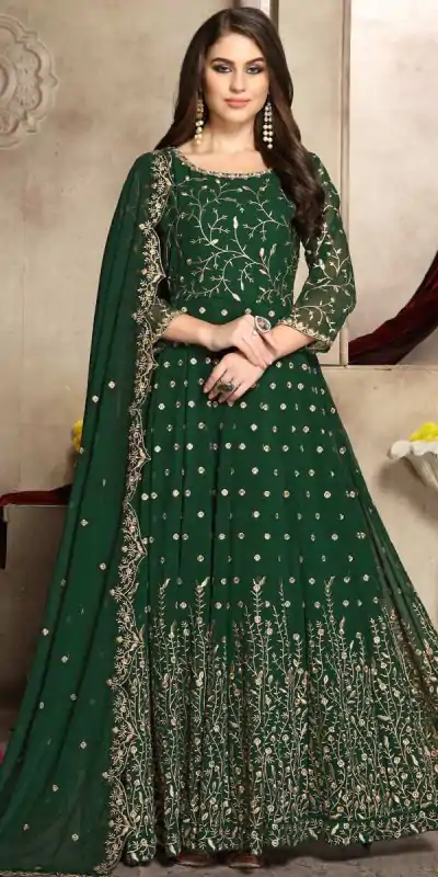  FC 94001 Green Color Georgette Multi Thread Zari Stich Anarkali Suit Wedding, Party, Festive events, etc. Expected Delivery  4-6 Working Days @2149/- | Anarkali Suits, Bollywood Anarkali, Creative-Anarkali, Designer Anarkali, Embroidered Anarkali, Party Wear Anarkali