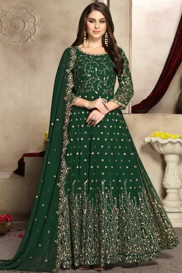  FC 94001 Green Color Georgette Multi Thread Zari Stich Anarkali Suit Wedding, Party, Festive events, etc. Expected Delivery  4-6 Working Days @2149/- | Anarkali Suits, Bollywood Anarkali, Creative-Anarkali, Designer Anarkali, Embroidered Anarkali, Party Wear Anarkali