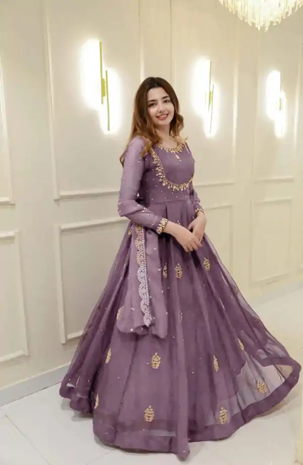 LG 2006 Lavender Georgette Gown Perfect for Wedding, Party, Engagement, Diwali, Sangeet . Exclusive Offer ₹1999. Delivery 4-6 Working Days. Shop now. | Gowns, Bollywood Gowns, Creative Gowns, Designer Gowns, Embroidered Gowns, Party Wear Gowns
