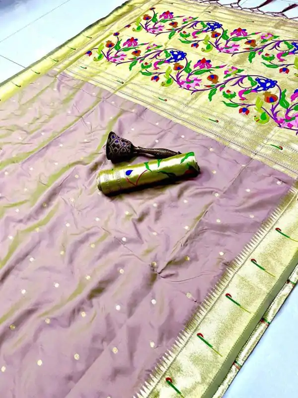 Lavender Pure Banarasi Silk Zari Work Saree