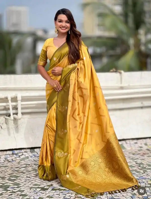 Mahendi Banarasi Silk Weaving Zari Work Saree