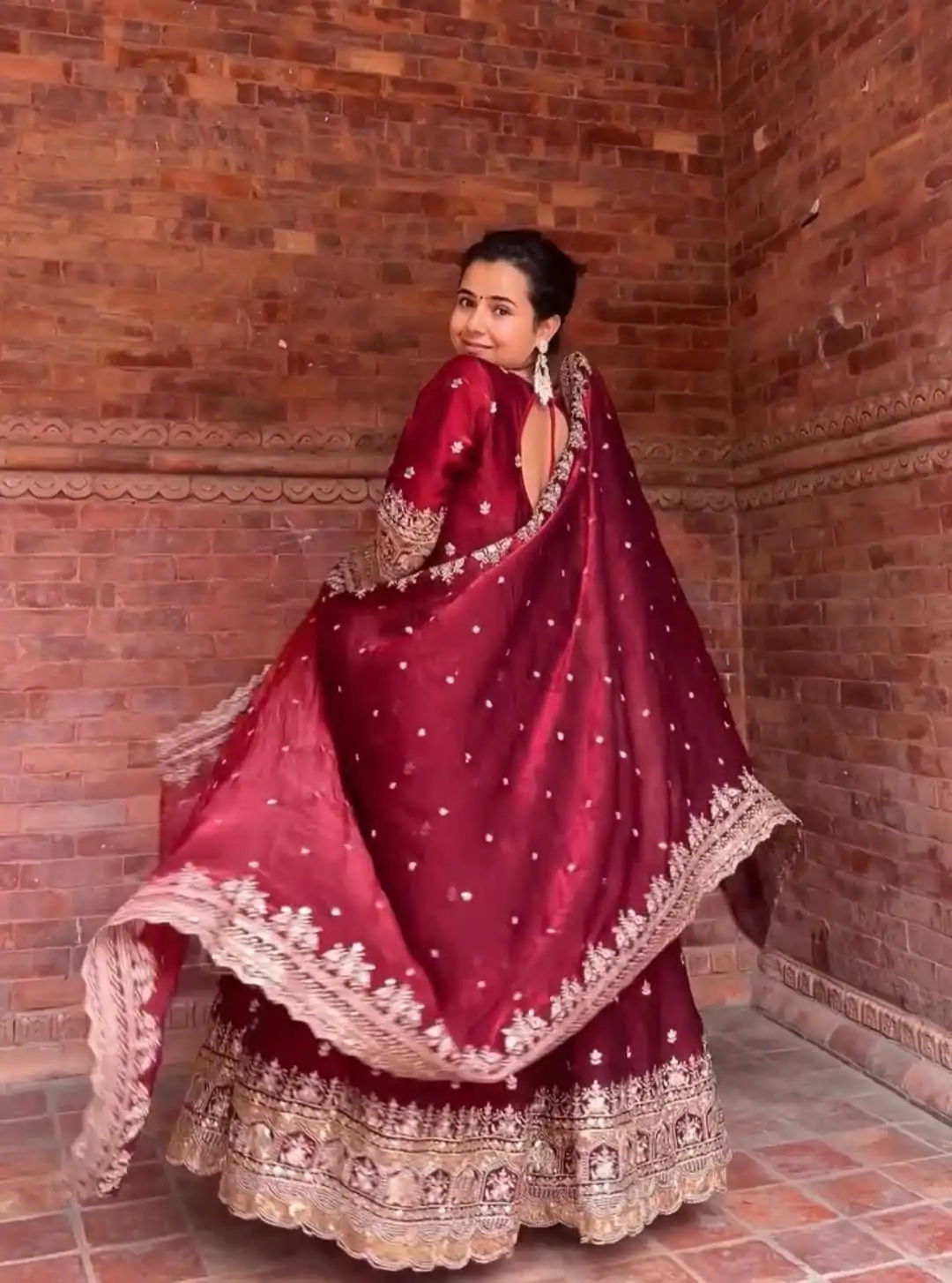 Maroon Fendy Silk Embroidery Work Salwar Suit - Image 6