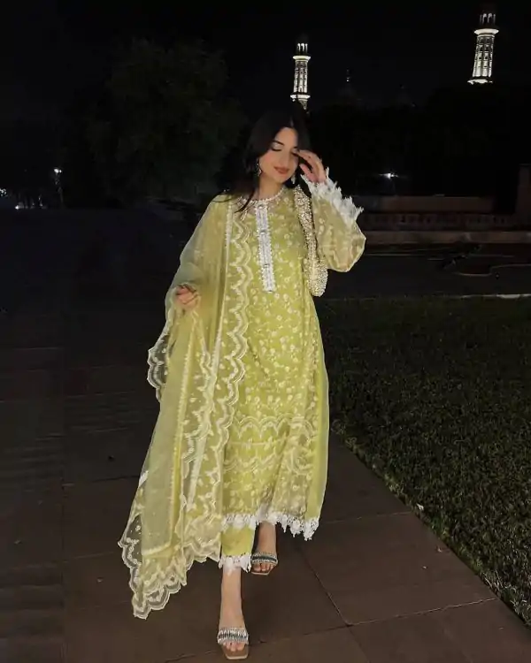 Mustered Soft Net Embroidery Cut Work Salwar Suit