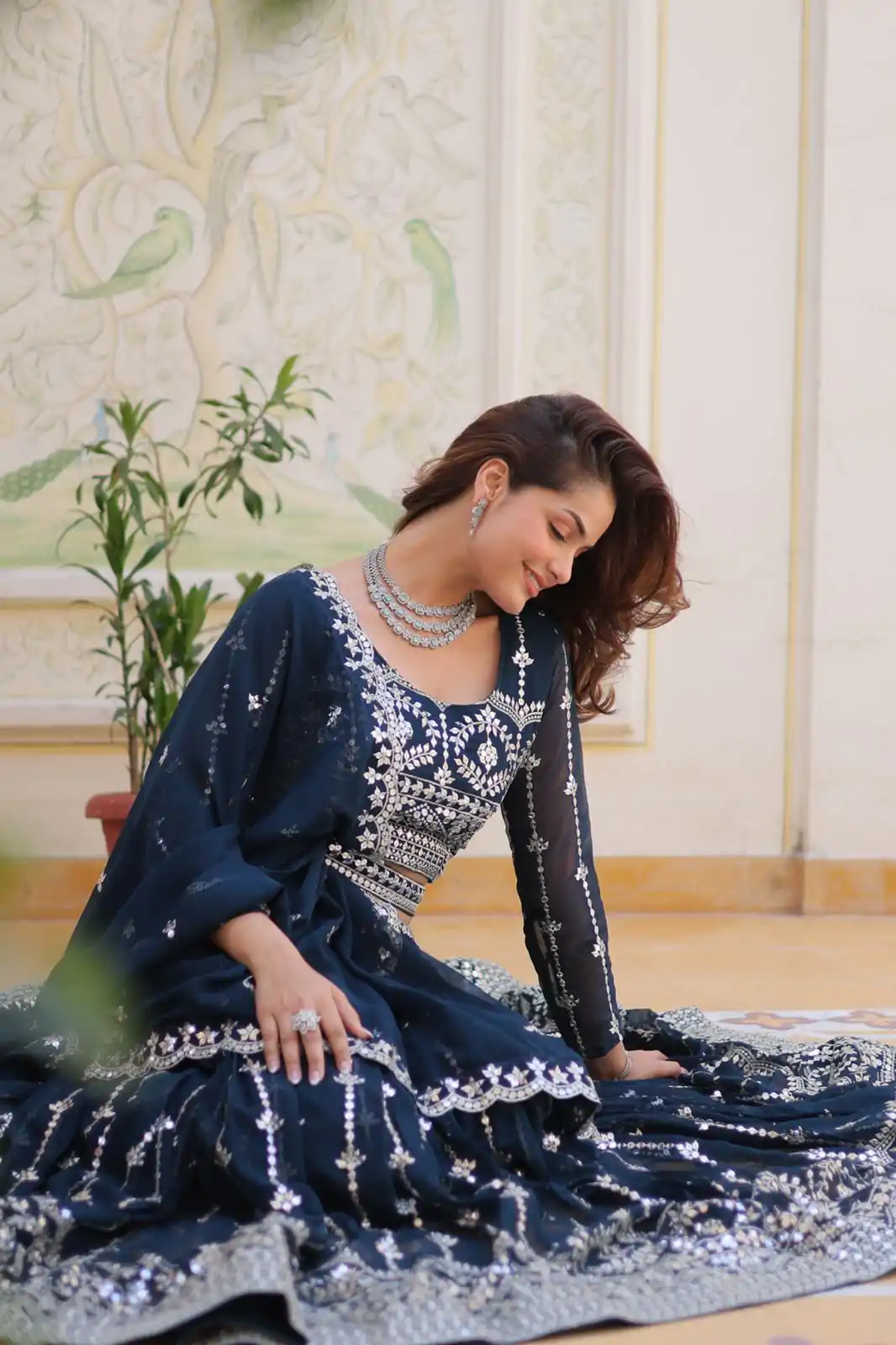 Ram 085 Navy Blue Color Fox Georgette Lehenga Choli with Embroidery Work. Grab it for ₹3049. Delivery 4-6 Working Days. Shop now. | Lehenga, Bollywood Lehenga, Creative Lehenga, Designer Lehenga, Embroidered Lehenga, Party Wear Lehenga