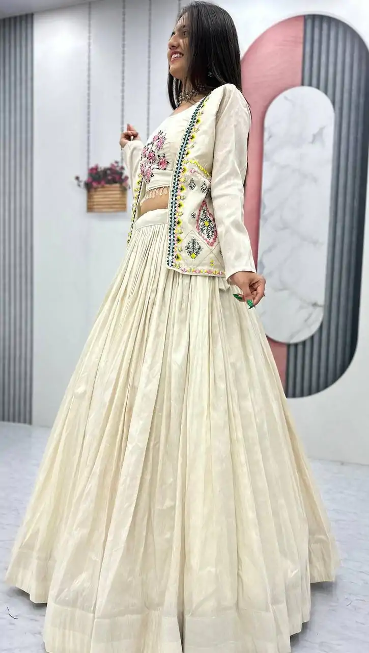 PC 522 Off White Tissue Simmer Lehenga Choli Perfect for Wedding, Party, Cultural Events, Diwali, Ganesh Chaturthi – . Exclusive Offer ₹3049. Deli | Jump Suits, Salwar suit, Casual Suits, Creative suits, Designer Suits, Palazzo Suits, Party Wear Suits, Patiala Suits, Straight Suits