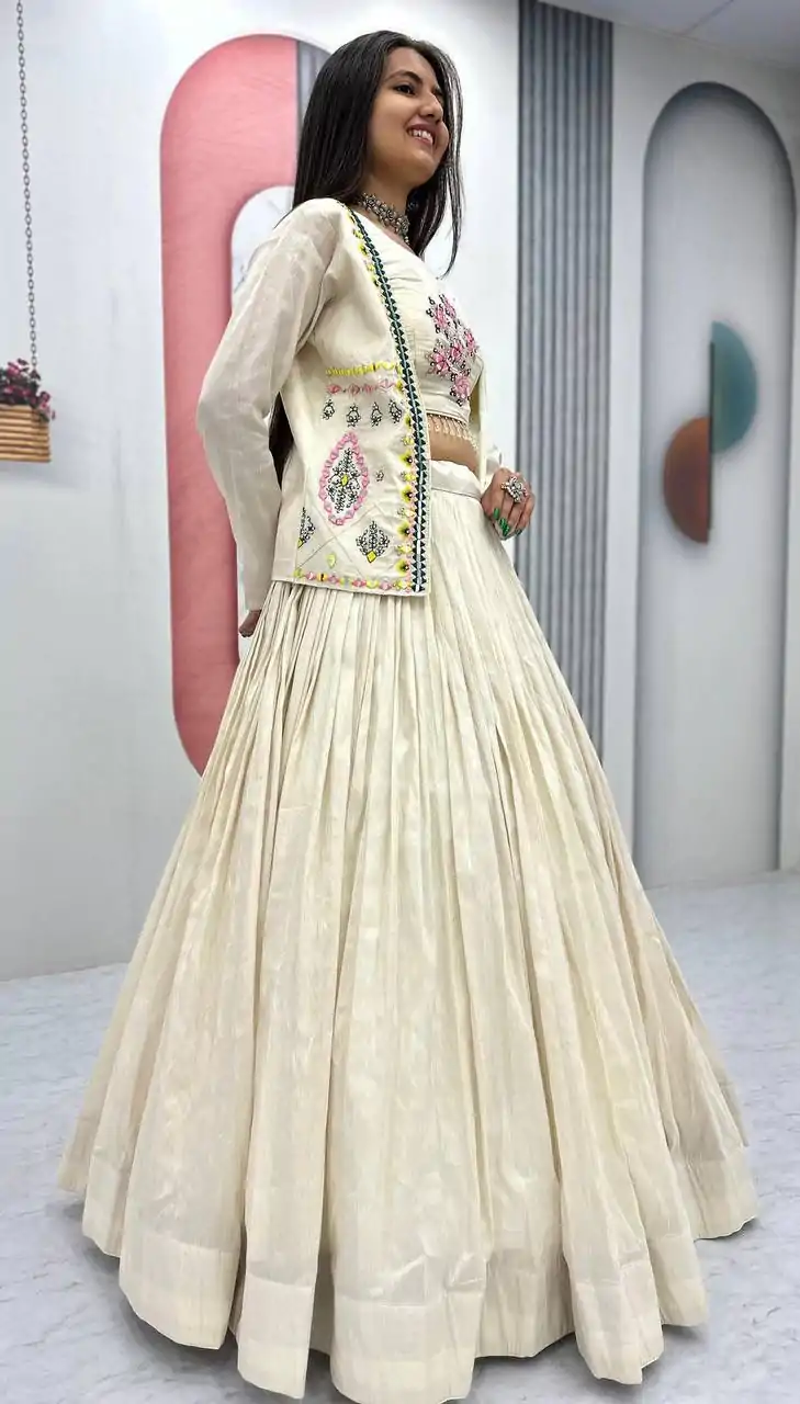 PC 522 Off White Tissue Simmer Lehenga Choli Perfect for Wedding, Party, Cultural Events, Diwali, Ganesh Chaturthi – . Exclusive Offer ₹3049. Deli | Jump Suits, Salwar suit, Casual Suits, Creative suits, Designer Suits, Palazzo Suits, Party Wear Suits, Patiala Suits, Straight Suits