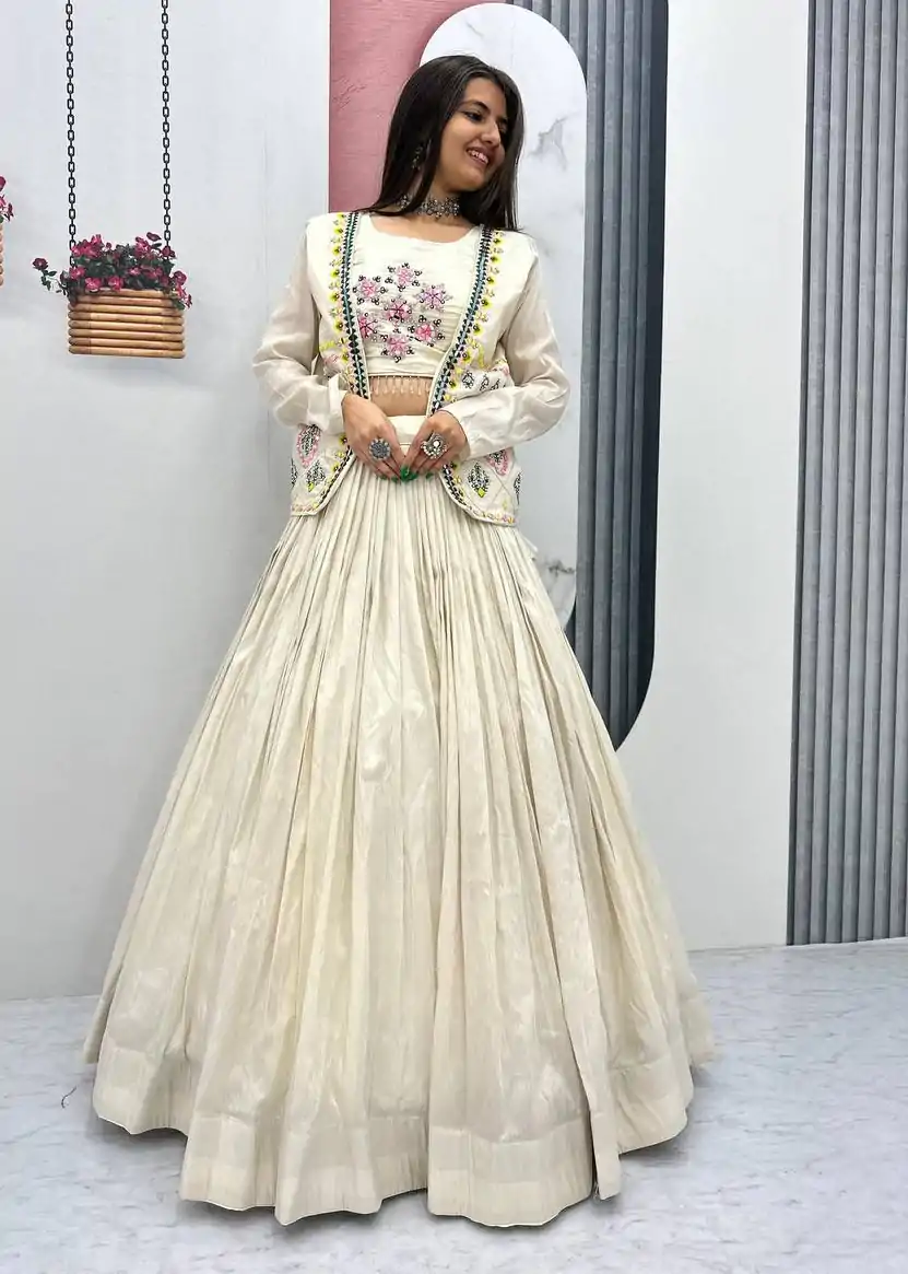 PC 522 Off White Tissue Simmer Lehenga Choli Perfect for Wedding, Party, Cultural Events, Diwali, Ganesh Chaturthi – . Exclusive Offer ₹3049. Deli | Jump Suits, Salwar suit, Casual Suits, Creative suits, Designer Suits, Palazzo Suits, Party Wear Suits, Patiala Suits, Straight Suits