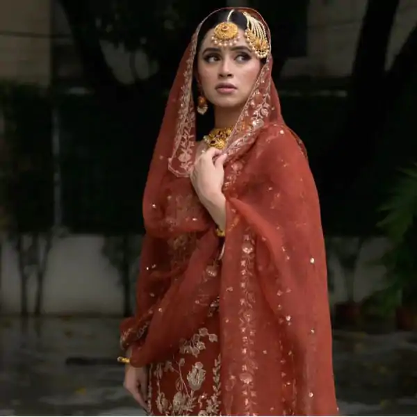 Orange Fox Georgette Embroidery Work Salwar Suit