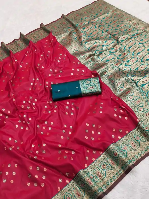 Pink Rich Banarasi Silk Zari Lace Work Saree